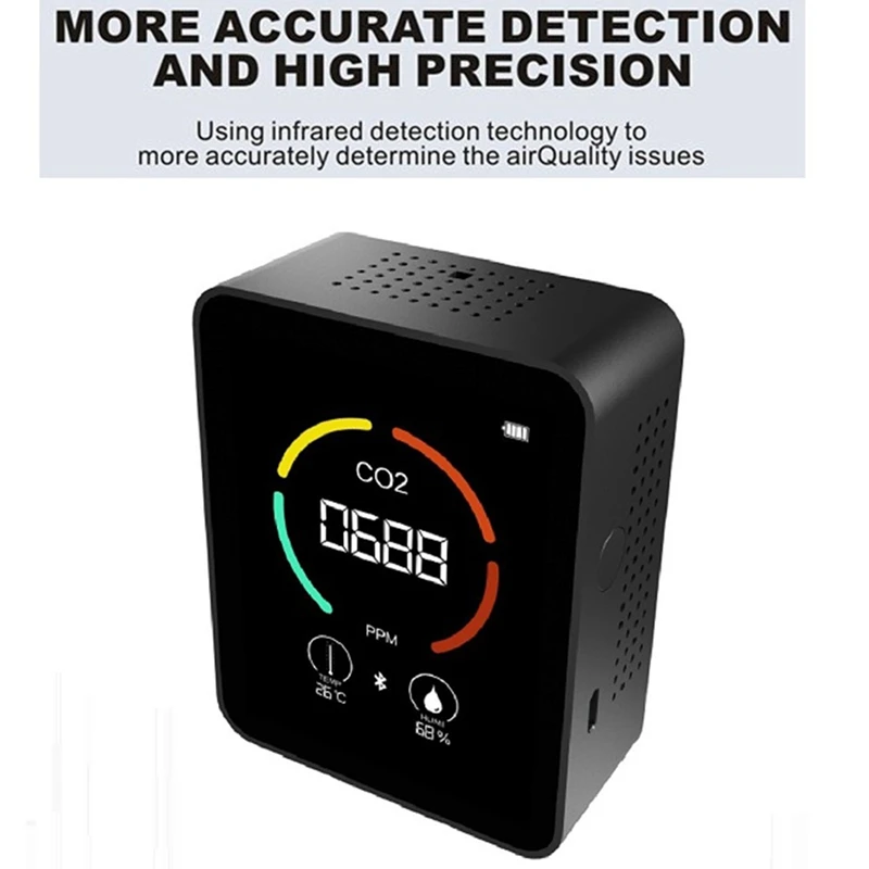 Air Monitor CO2 Carbon Dioxide Detector Air Quality Temperature Humidity Monitor Support Bluetooth APP Control