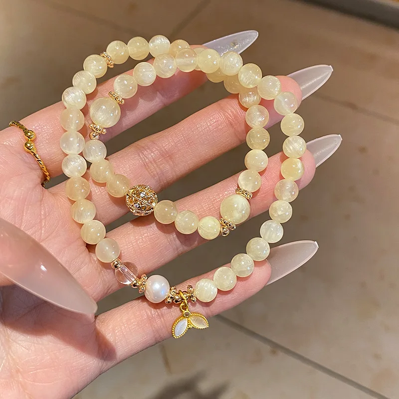 

Minar Fairy Freshwater Pearl Mermaid Tail Natural Stone CZ Zircon Hollow Ball Elastic Double Layered Strand Bracelets for Women