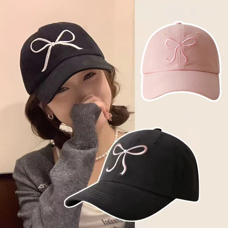 1Piece Sweet Bowknot Baseball Cotton Adjustable Snapback Hat Spring Autumn Embroidery Women's Cap Outdoor Mountaineering hat