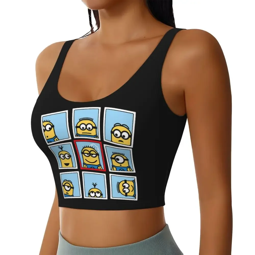 

Custom Minions Animes Workout Crop Tank Tops for Women Seamless Running Yoga Sports Bras