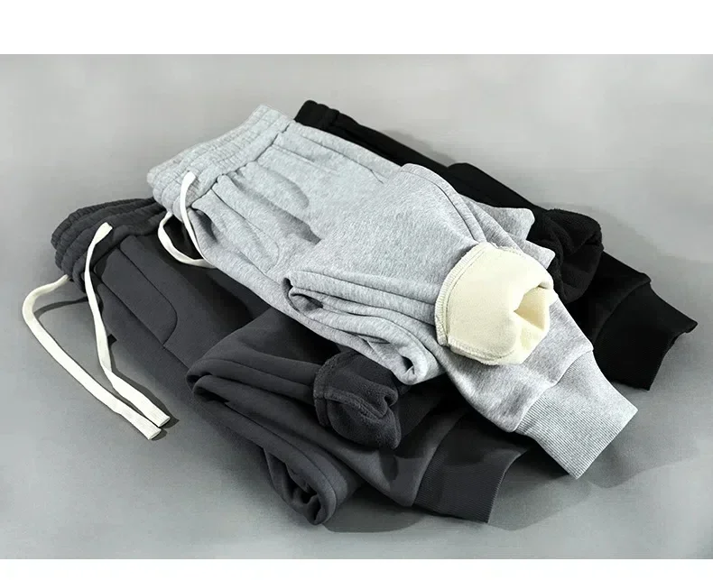 

Корейские модные мужские зимние брюки, уличная одежда, мужские повседневные флисовые спортивные штаны, теплые зауженные брюки, серые брюки с эластичной резинкой на талии