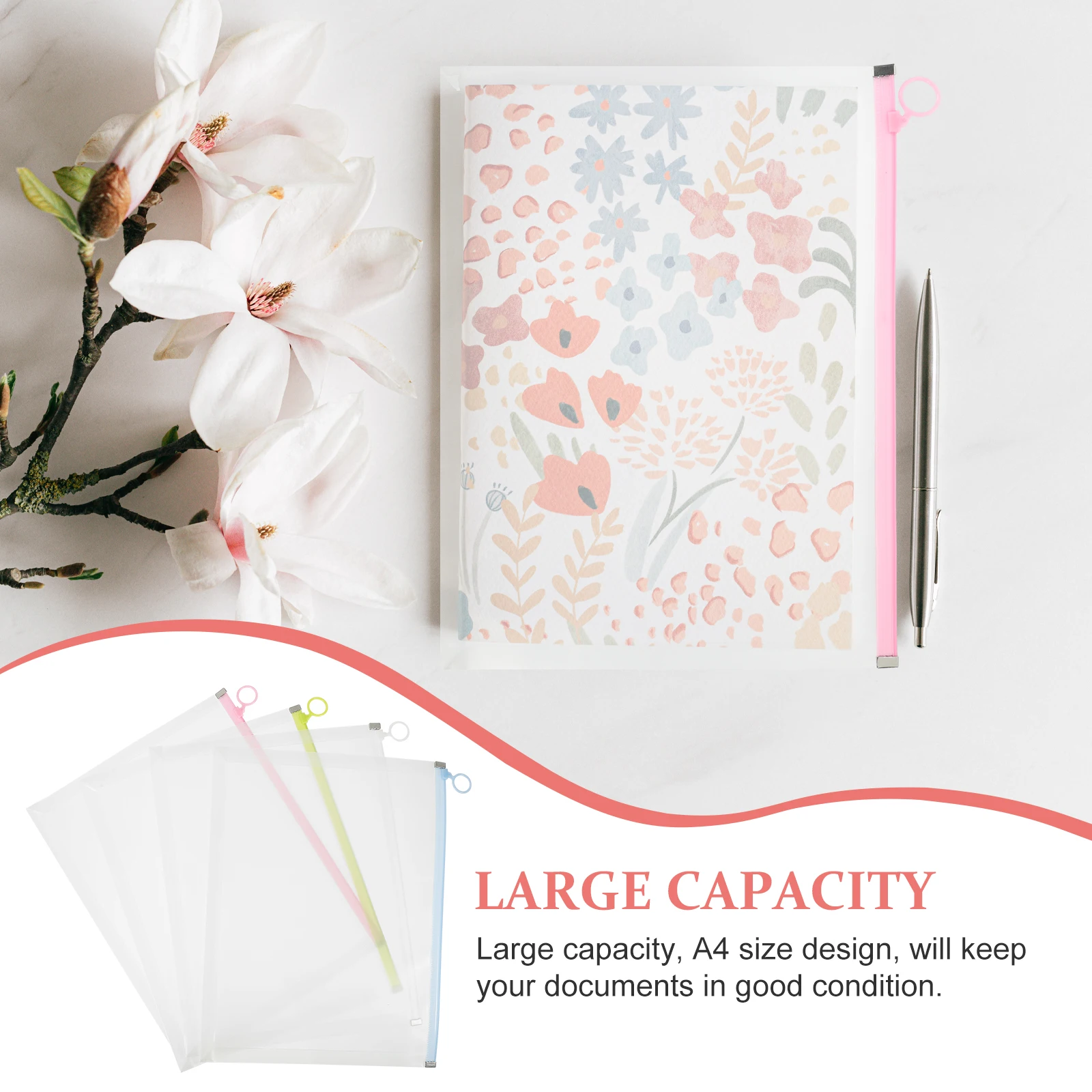 

4 Pcs Stationery File Bag Plastic Folder for Document Folders Transparent Pockets