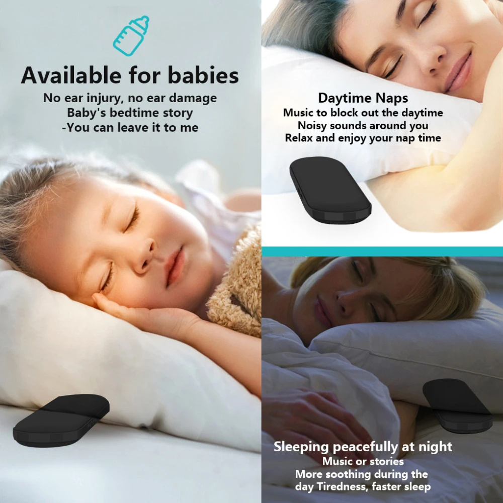 العظام التوصيل سمّاعات بلوتوث تحت وسادة MusicBox اللاسلكية ستيريو Soundbar TF مشغل MP3 تحسين النوم ل TikTok/الفيسبوك