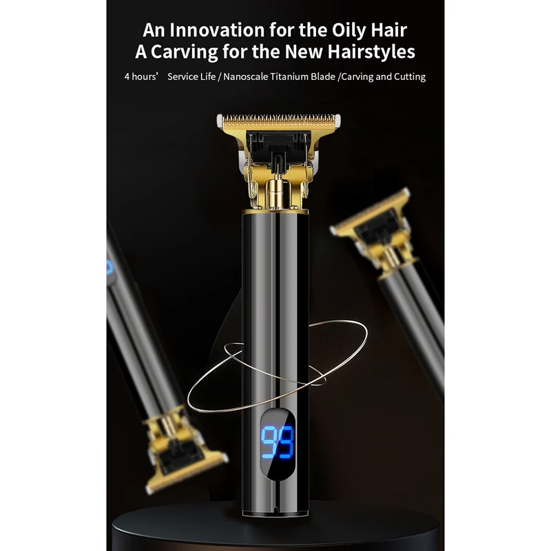 Hair Clippers Men Electric Beard Trimmer Professional Hair Cutting Machine Digital Display Rechargeable Cordless