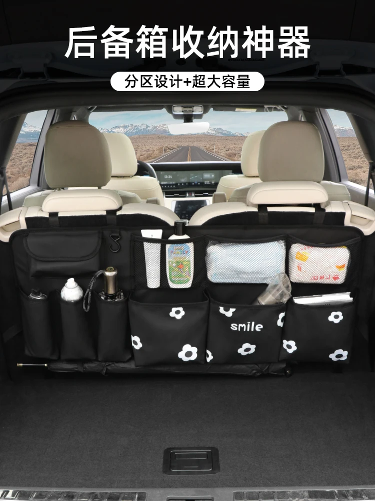 All in One Car Seat Back Organizer Multi-Functional Rear Seat Storage Bag with Foldable Tray Cup/Tissue Holder Storage Pocket