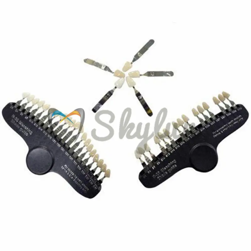 SKYLUN Guida per l'ombra per sbiancamento dei denti dentale Padella in porcellana 3D Guida per l'ombra classica a 20 colori con accessorio dentale a specchio TW107