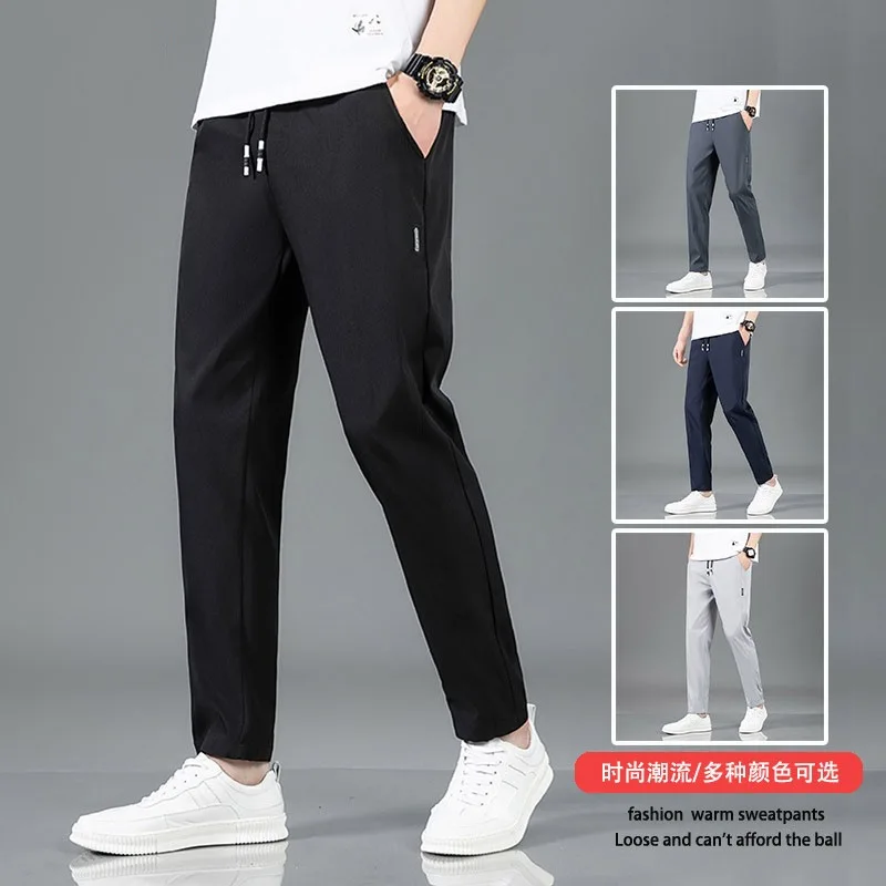 GIOIOM pantalones casuales recortados para hombre, 2025 nuevos pantalones deportivos rectos ultrafinos de secado rápido, ropa de moda para hombre