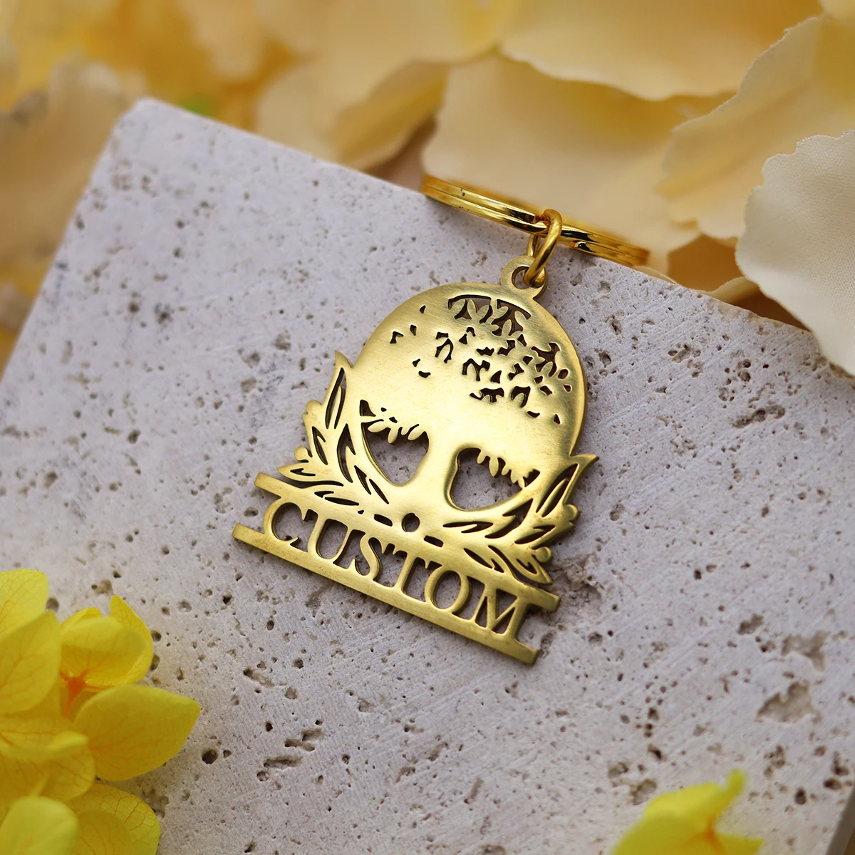 Металлический брелок из дубового дерева на заказ, держатель с именем, подвеска из нержавеющей стали, Древо жизни, автомобильный брелок для ключей, подарки, ювелирные аксессуары Металлический брелок из дубового дерева на заказ, держатель с именем, подвеска из нержавеющей стали, Древо жизни, автомобильный брелок для ключей, подарки, ювелирные аксессуары