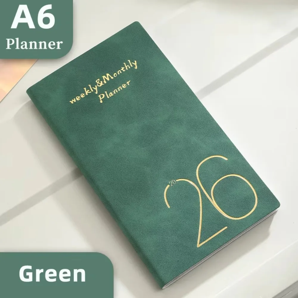 

365 Days A6 Planner Notebooks Daily Planner Reminder Efficiency English Agenda Book To Do List PU Textured