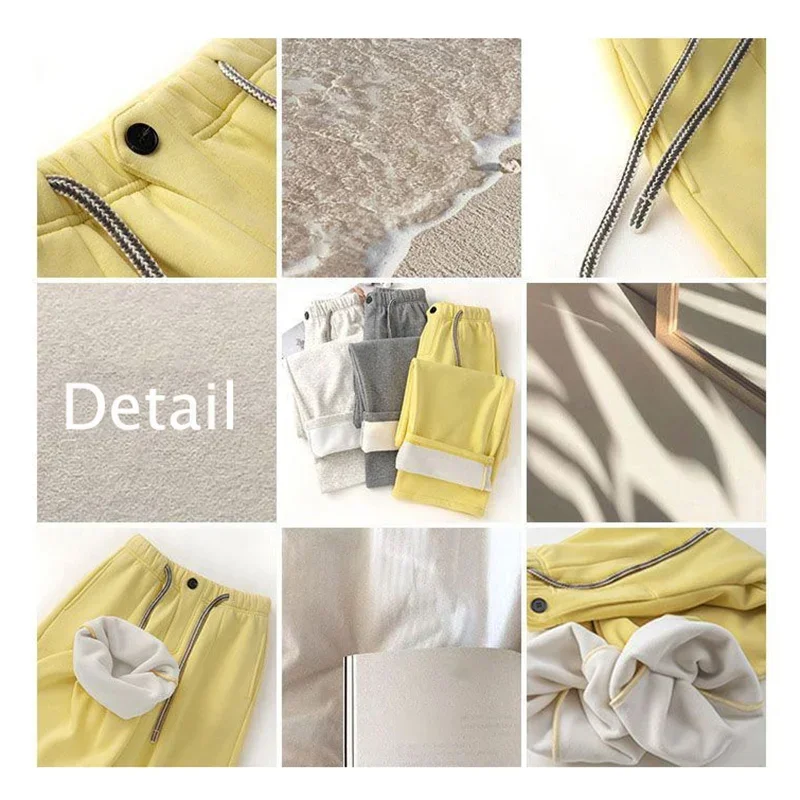 Winter Mädchen Solide Baggy Fleece Jogginghose Dame Hohe Taille Schnee Warme Plüsch Hosen Frauen Koreanische Thermische Casual Jogger