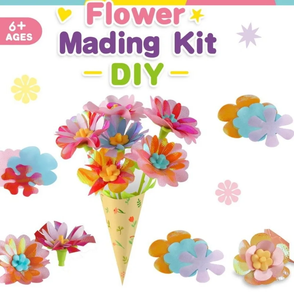 Criativo artesanal flor fazendo kit diy arte artesanato simulação buquê máquina arranjo de flores brinquedo presente