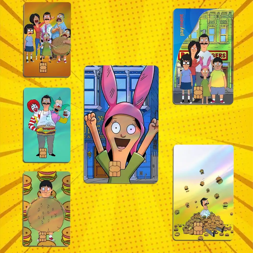 family Louise Belcher Bob's Burgers High Quality Anime Laser PVC Sticker Film Skin Cover For Metro Debit Credit Card