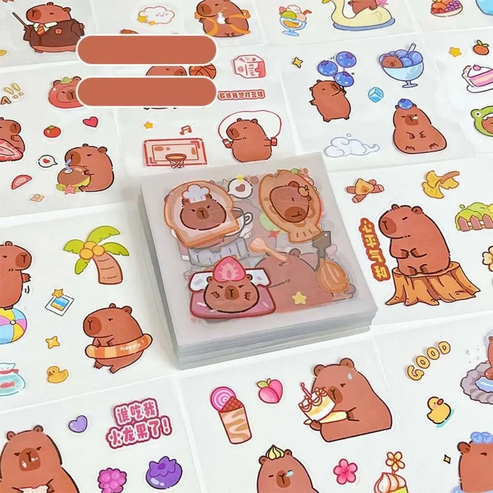 Cartoon Capybara Stickers Food Decoration DIY Decorative Sticker Scrapbook Decoration Water Bottle Decor Stationery Sticker