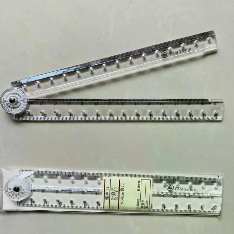 1/5Pcs Simple Scale Plastic Student Drawing Ruler Acrylic Transparent Foldable Ruler For School & Office Straight Ruler