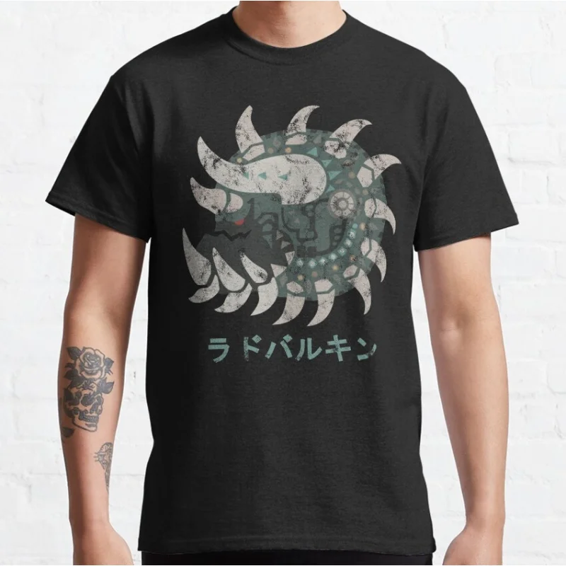 

Monster Hunter World Radobaan Kanji gift t shirt Videogame MHW Graphic tee 100% cotton Y2K Clothes All size tops