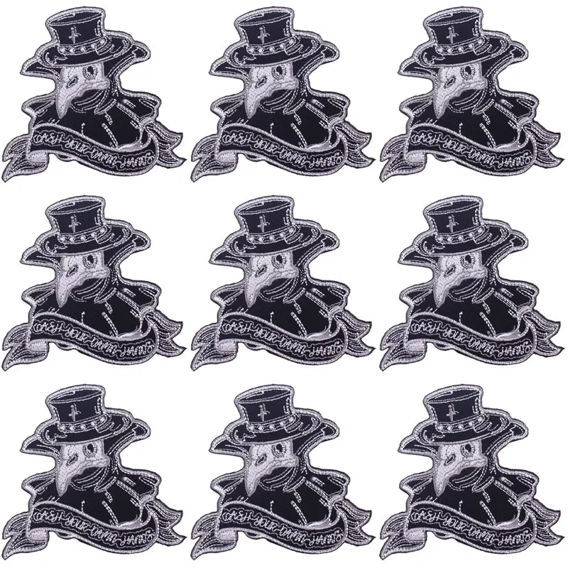 10PCS/Lot Plague Doctor Patch Punk Embroidered Patches for Clothing Iron on Fusible Patches Appliques Badges DIY for Jackets