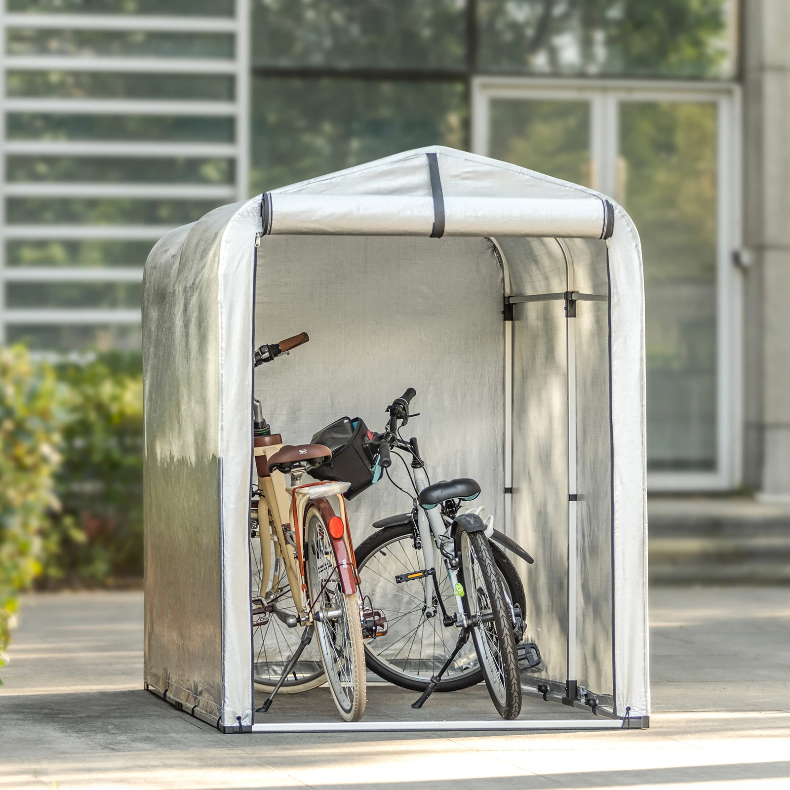SoBuy KLS11 Fahrradgarage, wetterfester Geräteschuppen, Fahrradgarage für 2–4 Fahrräder, Carport-Zelt mit UV-Schutz, 120 x 163 x 176 cm – Detail 10