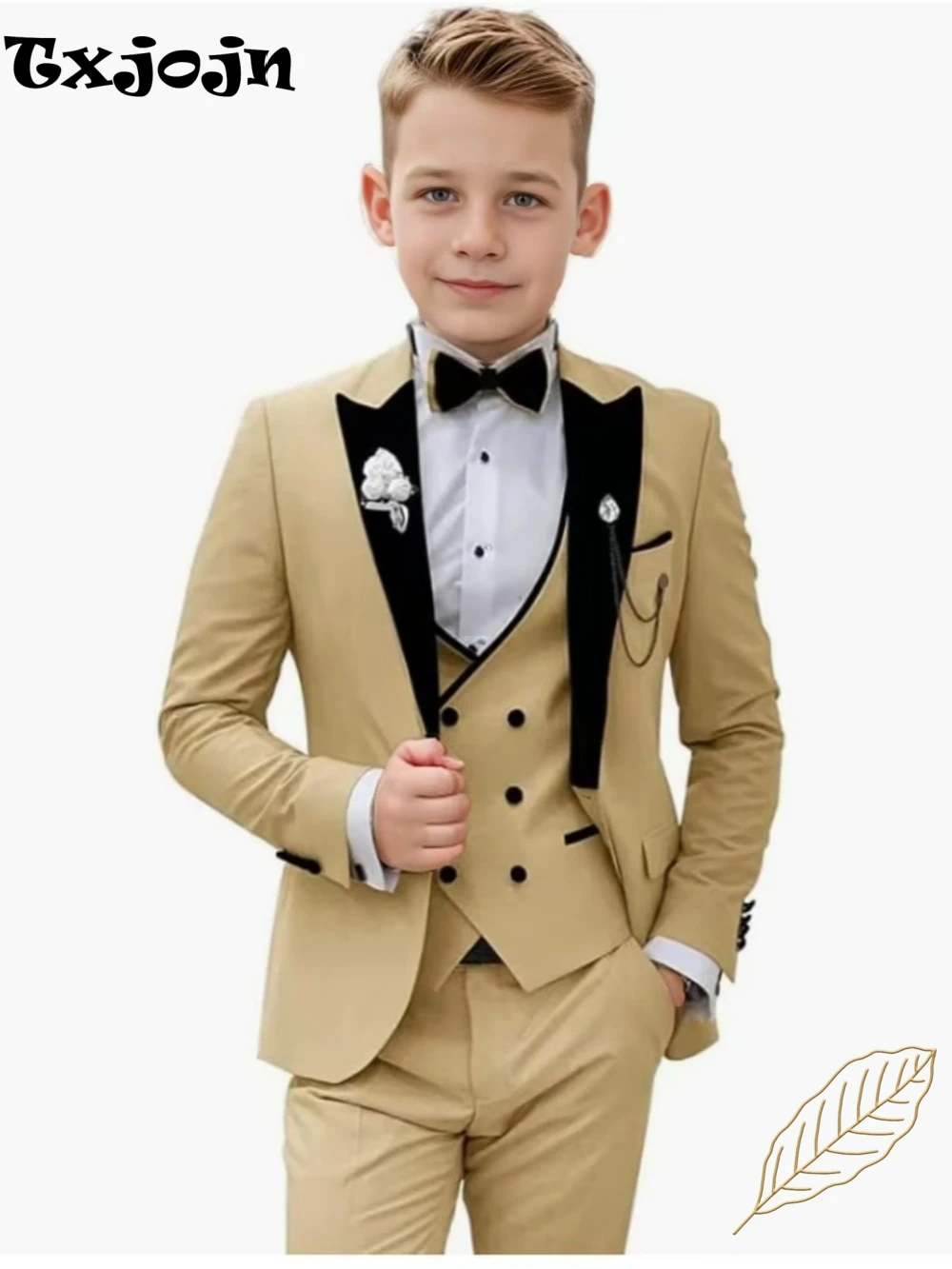 2026 Newest Multi Colors Boys Slim Fit Suits 3 Pieces Wedding Ring Bearer Outfit Chic Velvet Collar Kids Suit Set Party Tuxedo