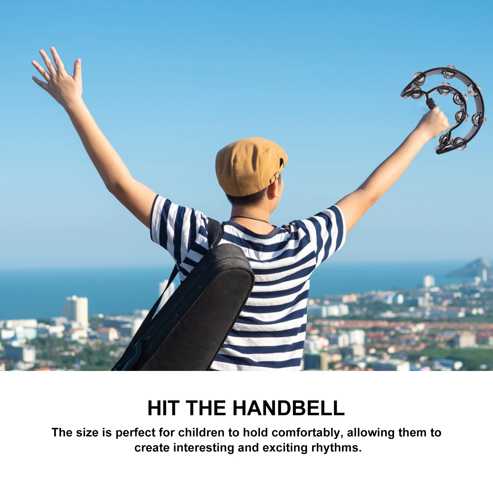 

6Pcs Handheld Foot Tambourine Set Double Row Metal Cymbals Bright Sound Percussion Instrument for Karaoke Party Games