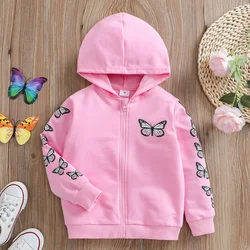 PatPat Toddler Girl Butterfly Print Zipper Hoodie Sweatshirt Jacket Perfect for Outings and Daily Wear Basic Style