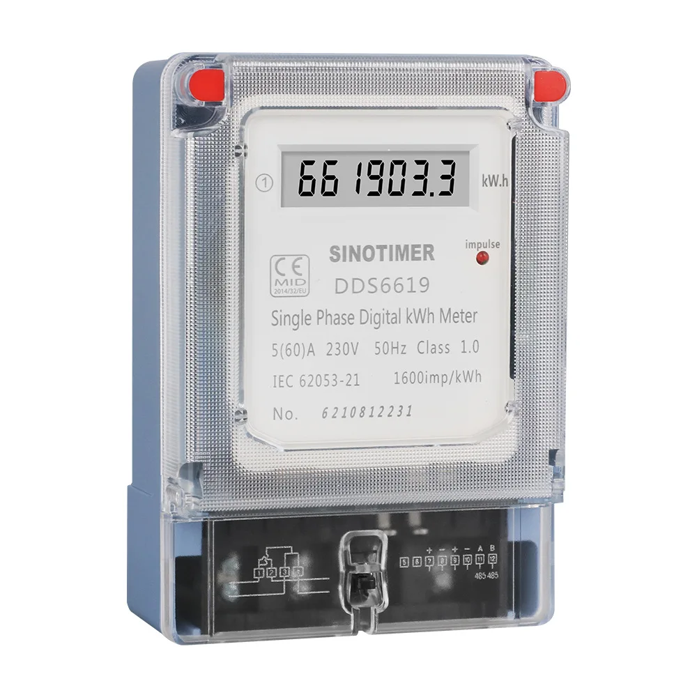 Din Rail Single Phase Digtial Electronic Energy Meter AC AC230V 5-60A kWh Counter Consumption Electricity Gague 50HZ