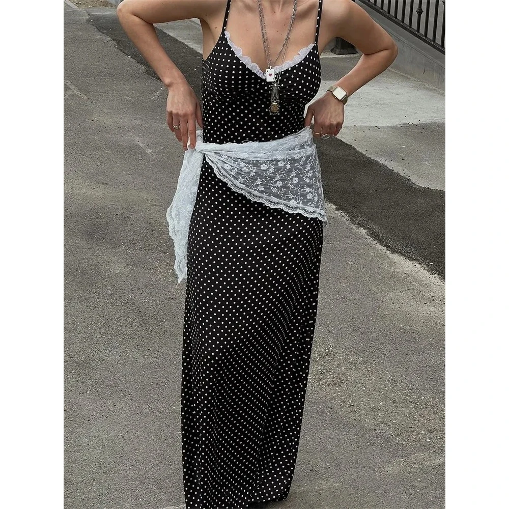 Zeyla Kant Patchwork Maxi Jurk Dames 2025, Zomer V-hals Spaghetti Bandjes Backless Halter Slanke Avondjurk