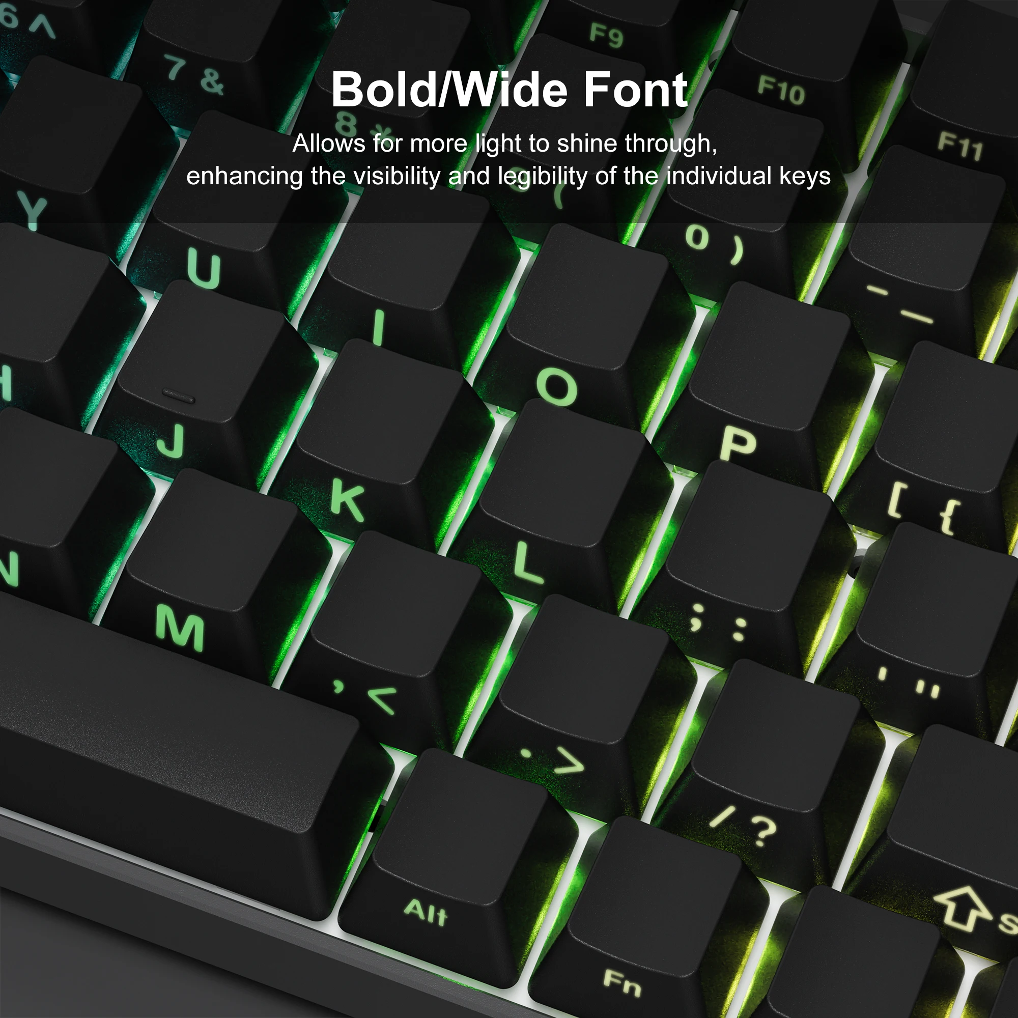New 134 Key Black Side-lit Shine Through Backlit Keycaps PBT Double Shot Keycaps OEM Profile for MX Switches Mechanical Keyboard