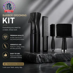 Salon-Grade Haircut Kit 3/4-Piece Set with Spray Bottle Comb Cleaning Brush for Expert Barbers- Elevate Your Haircutting Arsenal