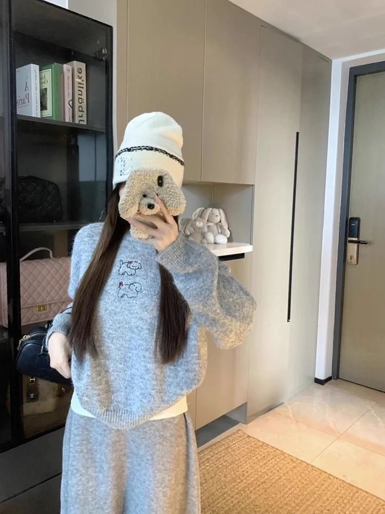 Suéter de Punto ueso con Cuello Redondo para Mujer, Estilo Hoado y Casual, Prenda Interior para Primavera, Otoño e Invier...