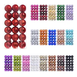 2024 3/4/6cm 36pcs Color Glitter Christmas Balls Shiny Christmas Tree Hang Ornaments For Home House Bar Party Xmas Decoration