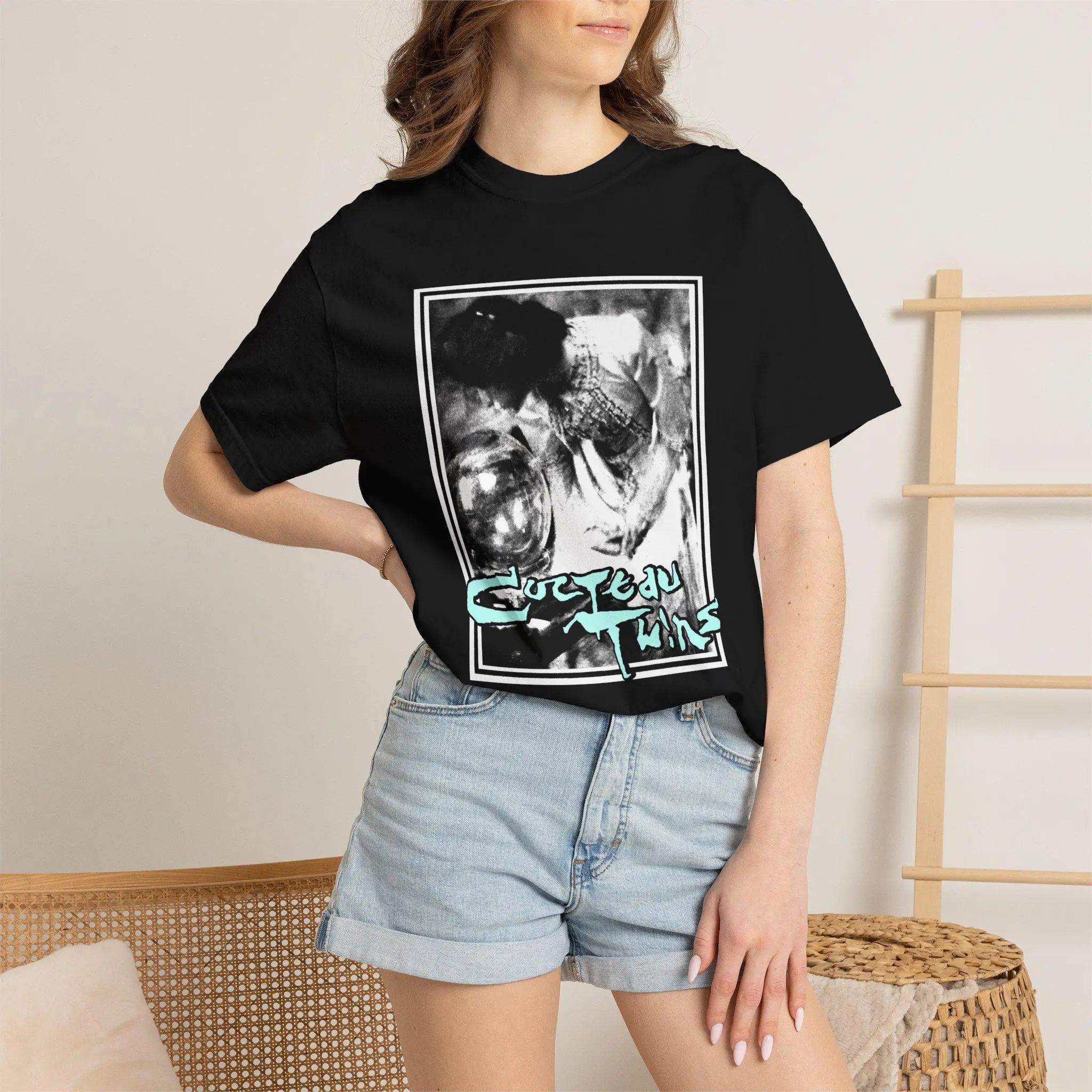 Summer Women's Retro Cocteau Twins T-shirt Pure Cotton and Breathable Short Sleeve Streetwear Oversized Loose Casual