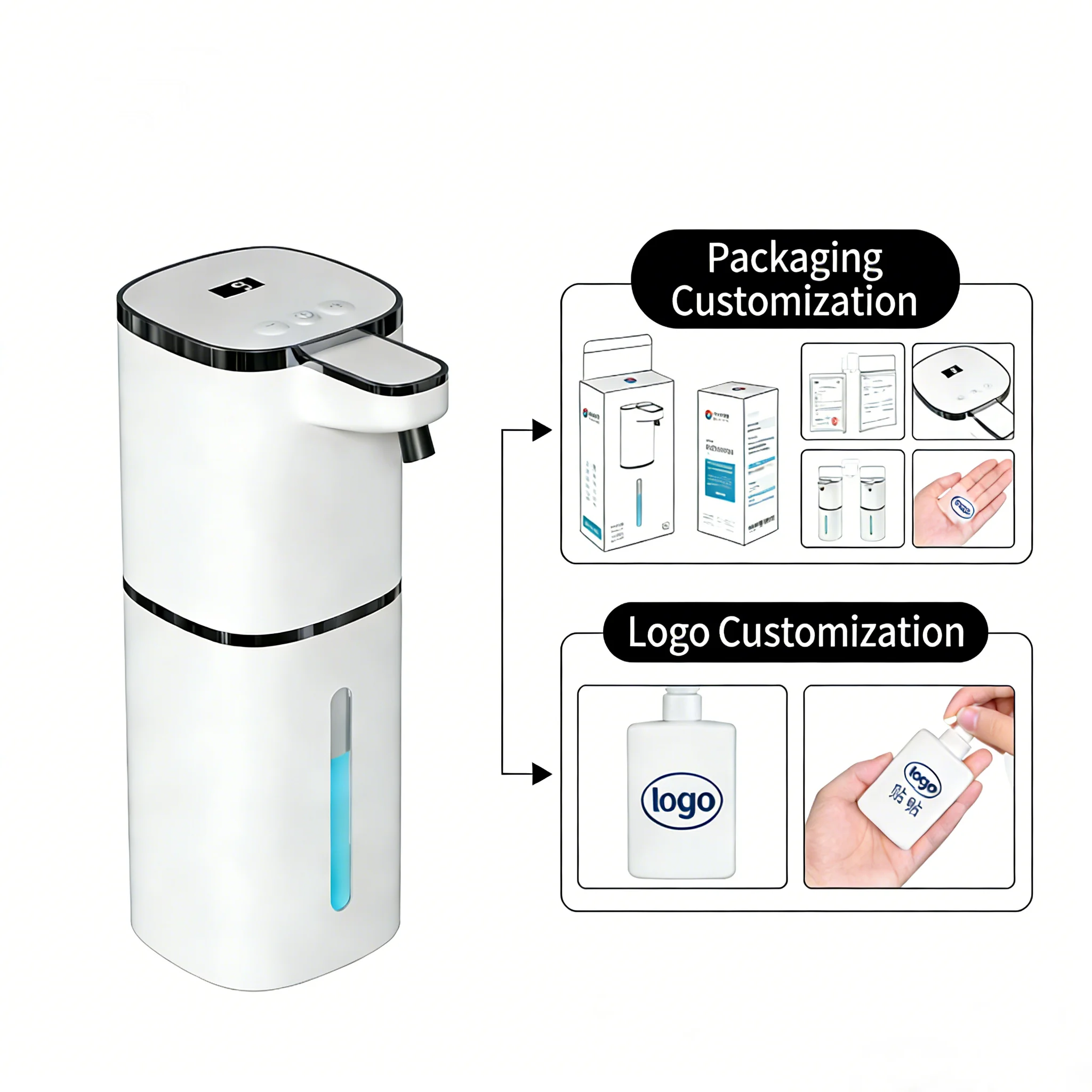 P20 Automatic Touchless Soap Dispenser With Visible Level Window & Adjustable Output