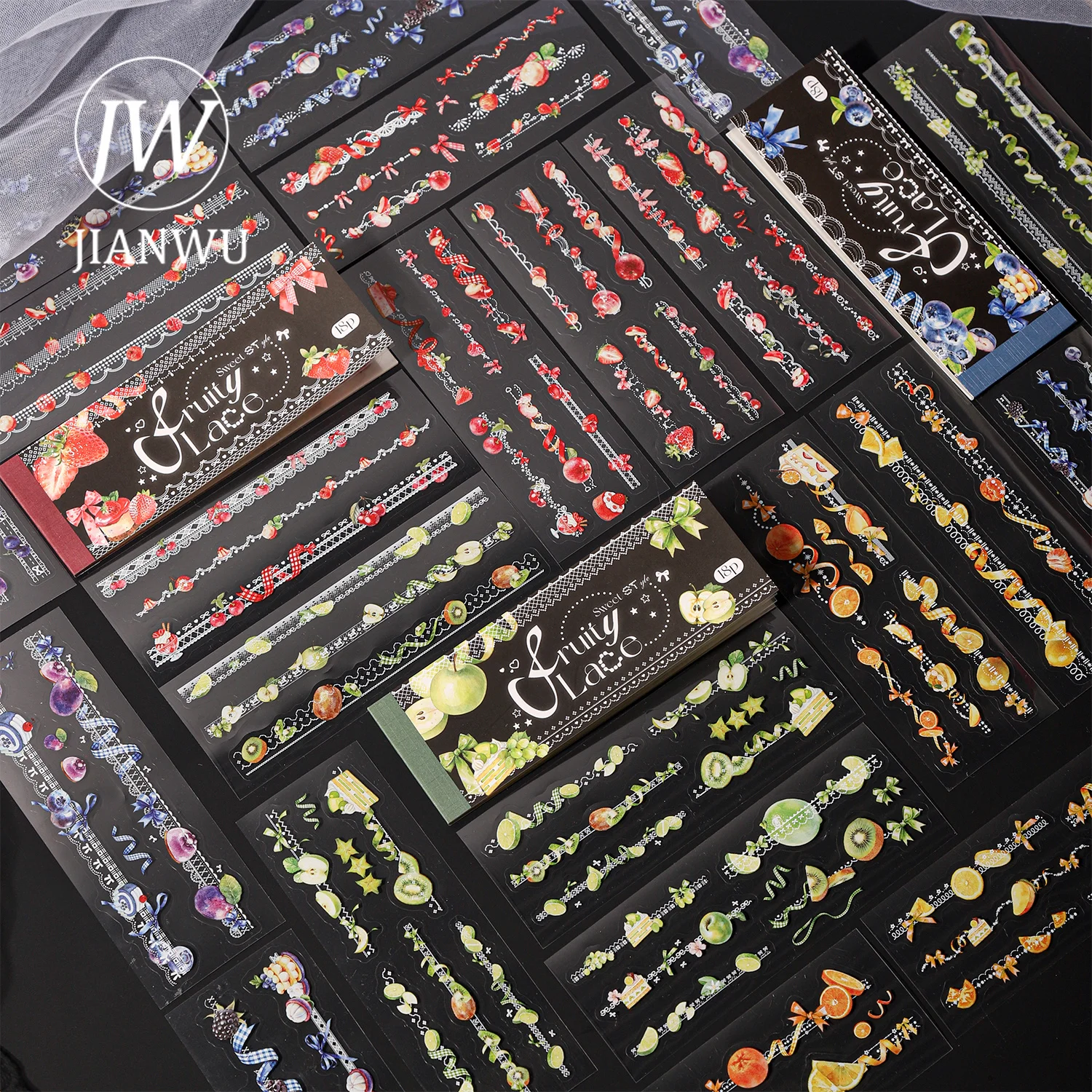 JIANWU Vintage Fruit Lace Landscape Material Collage Scrapbooking PET Sticker Book Creative DIY Journal Stationery