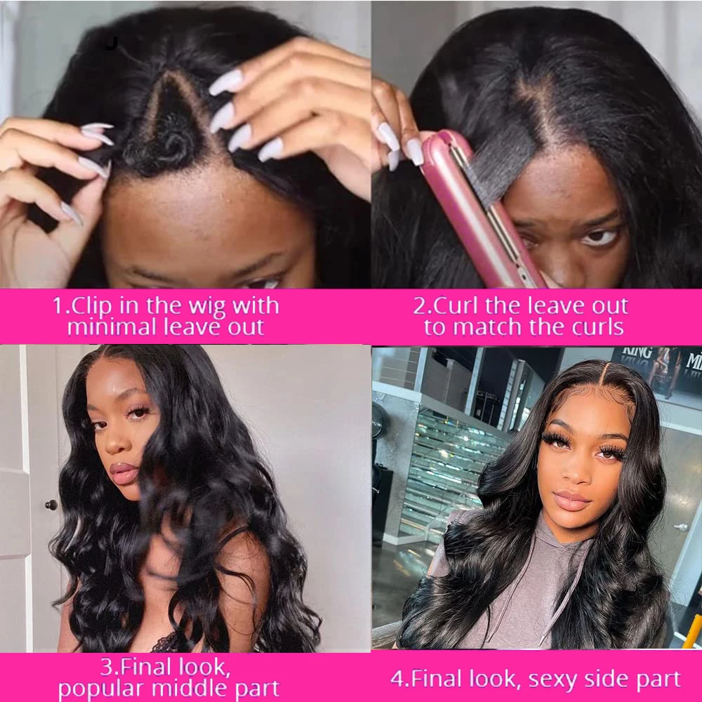 30 32 بوصة الخامس جزء غلويليس الجسم موجة باروكة من شعر طبيعي 200 الكثافة ترقية جاهزة لارتداء خصلات الشعر المستعار الإنسان الملون الطبيعي للنساء #3