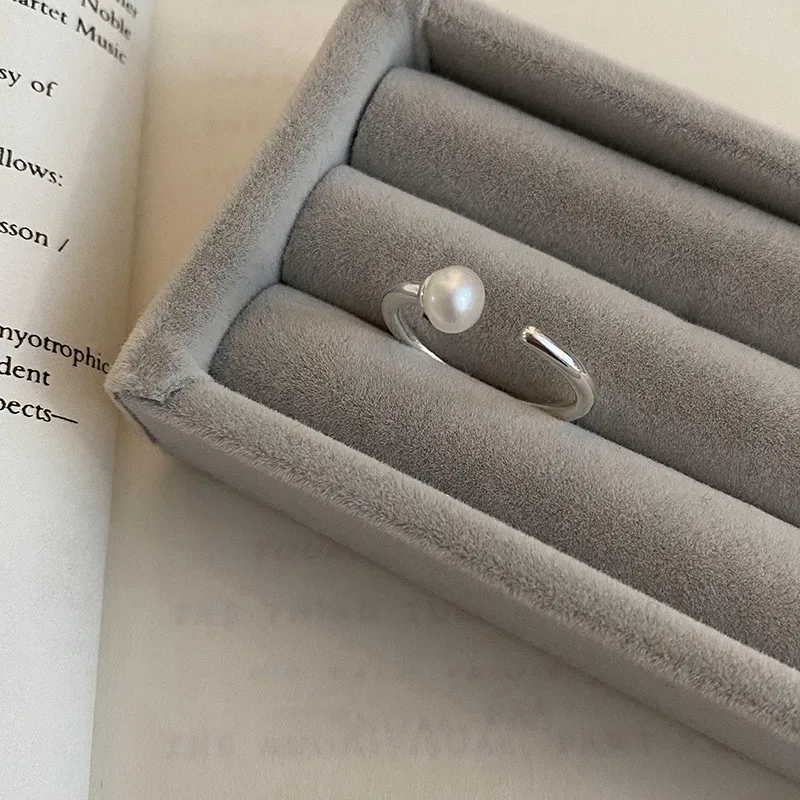 PANJBJ 925 Sterling Silber Perle Unregelmäßigen Ring für Frauen Shell Überlappende Hohl Süße Design Schmuck Geschenk Dropshipping – Detail 29