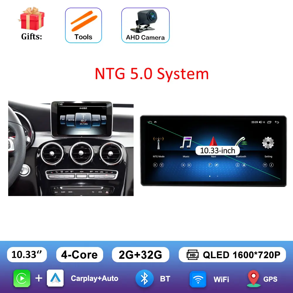 Android 16 Intelligent Systeem voor BENZ C-KLASSE W205 GLC 2015 - 2018 Auto Video Multimedia Speler GPS Navigatie QLED HD Scherm BT