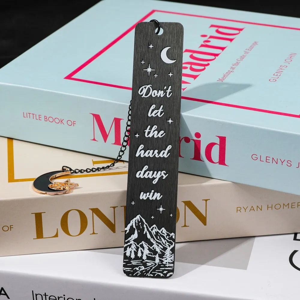 Acotar Kreative inspirierende Zitate, schwarzes Mond-Stern-Anhänger-Lesezeichen – Mond- und Berg-Lesezeichen, Lesebüro-Geschenke für.