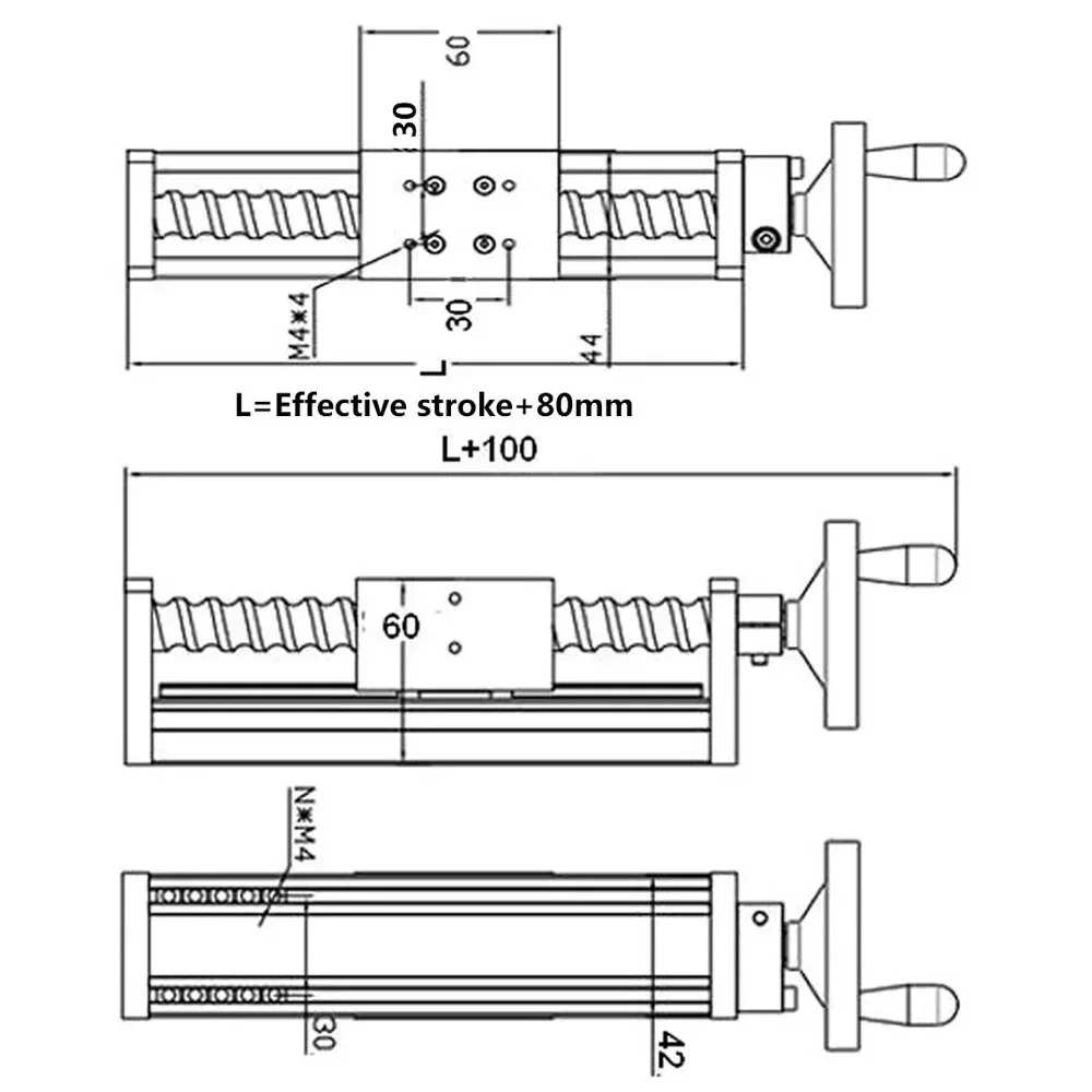 Imagem -03 - Cnc Manual Linear Deslizante Tabela Stage Eixo Xyz Alumínio Bola Parafuso Guia Stage Platform Sfu1204 Sfu1605 Sfu1610 1000 mm