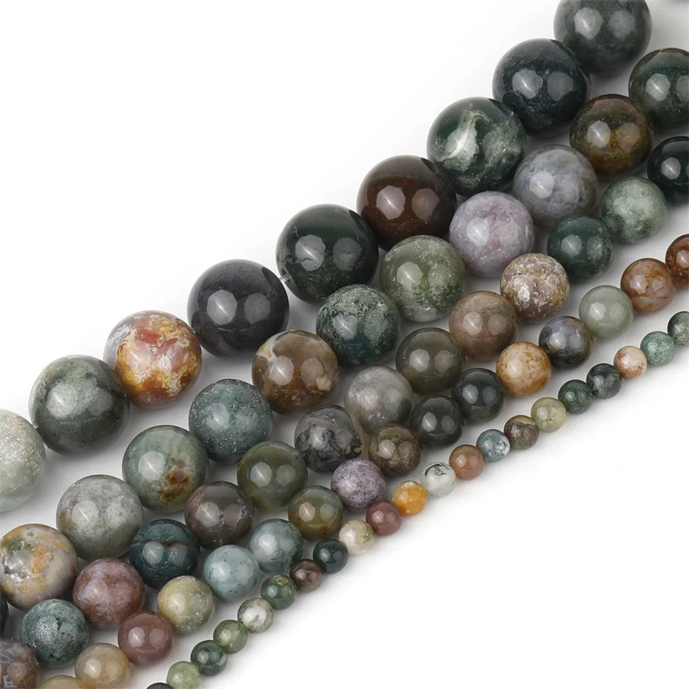 1 Strand Natural Stone Indian Agate Bead Round Loose Spacer Beads for Jewelry Making DIY Bracelet Necklace Accessory 4 6 8 10mm