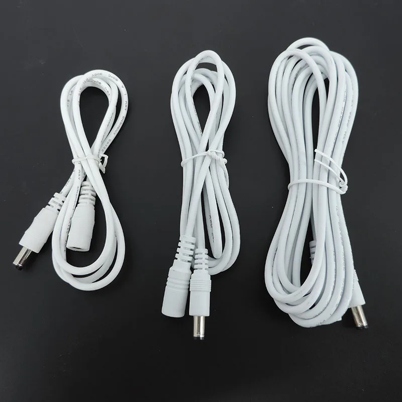 Cable de alimentación de CC, adaptador de Cable de extensión hembra a macho, Conector de 12V, 5,5mm x 2,1mm, cables para tira de luz, cámara CCTV