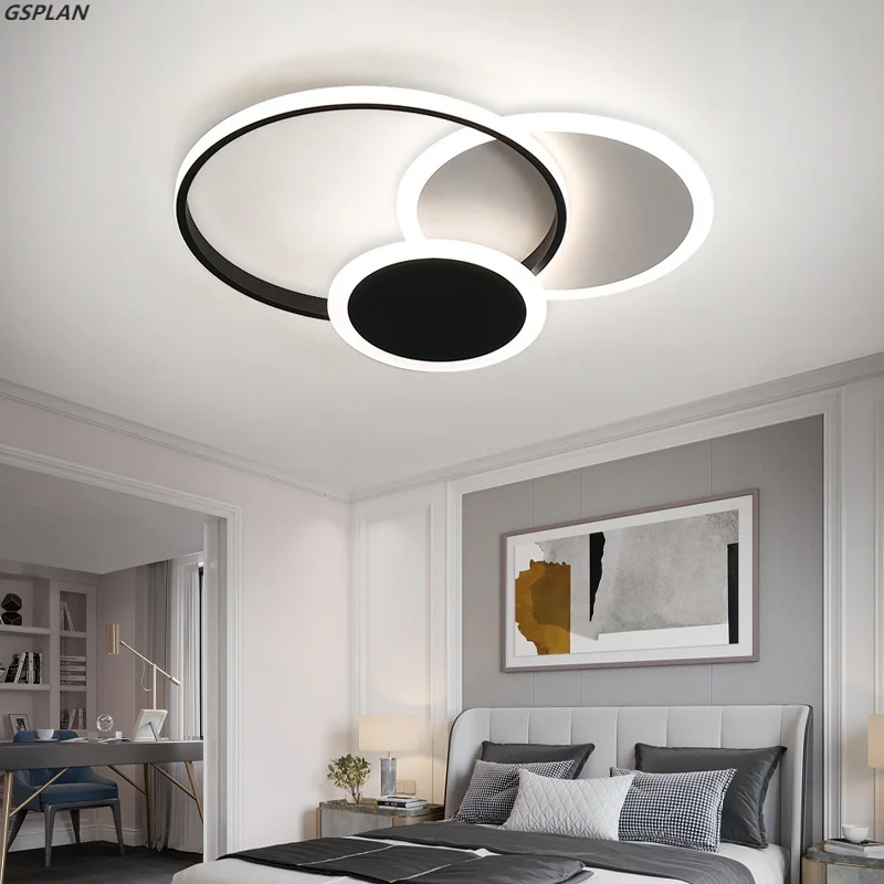 

GSPLAN Modern Nordic Style LED Chandeliers Designed For Living Rooms, Children's Bedrooms, Restaurants, Kitchens, Black Circular