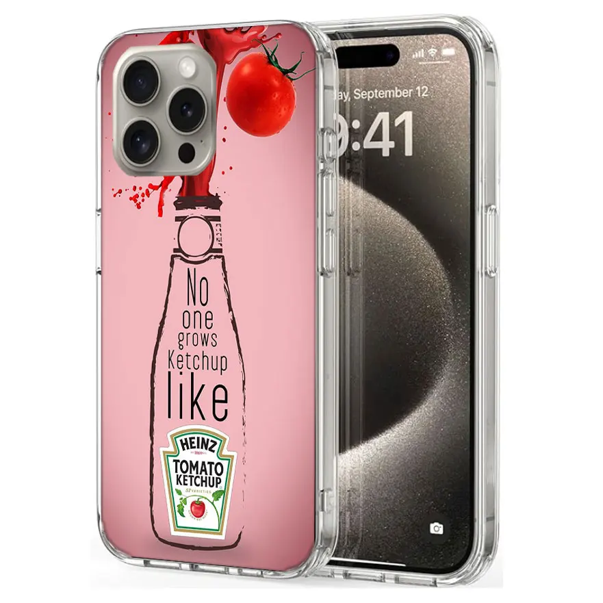 Cute Ins Heinz Tomato Ketchup Mustard Clear For Apple iPhone 16 15 Pro Max Cover 14 Plus 13 12 Mini 11 Pro XR XS Max Phone Case