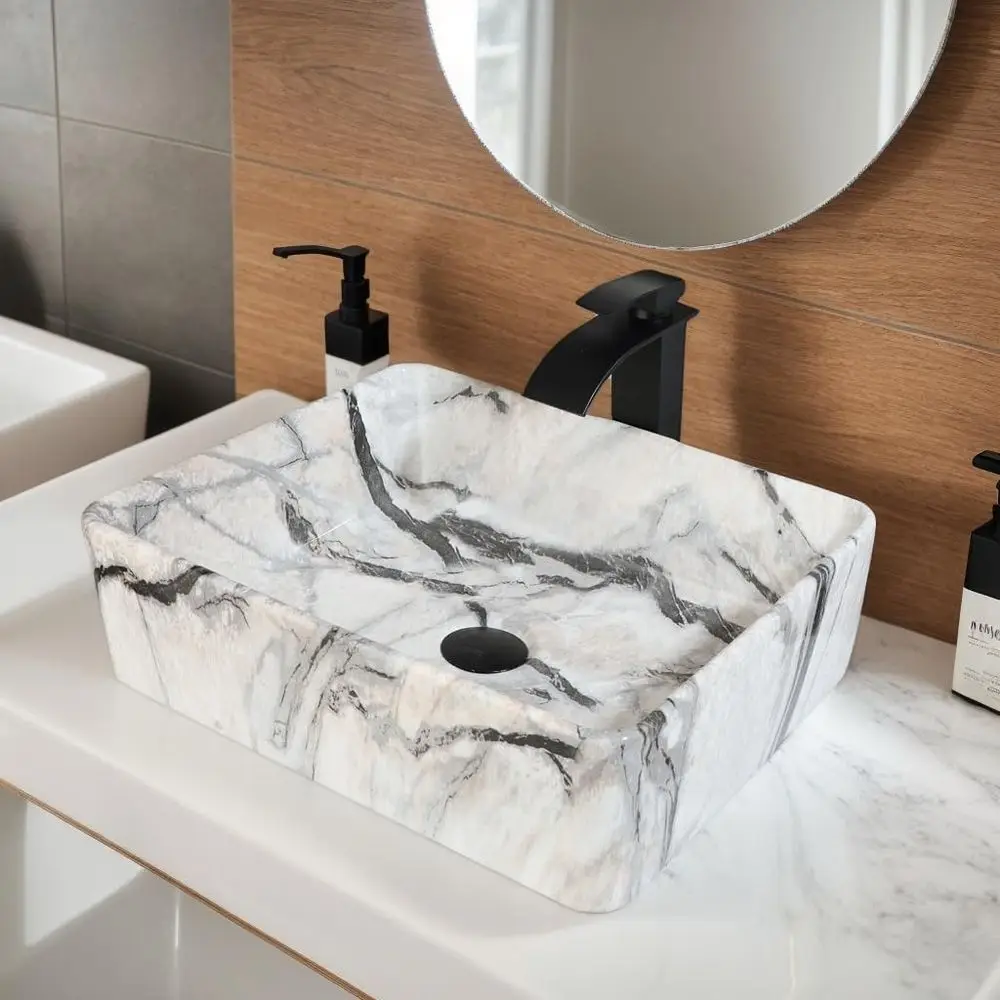 

19X15 Sink with Faucet and Drain Combo for Small Sink Marble Vanity Sinks or Bathrooms Above Counter