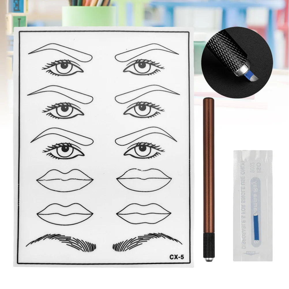 Complete Microblading Kit with Reusable Practice Skin Eyebrow Blades and Ergonomic Pen for Smooth Eyeliner Lip Tattoo Work