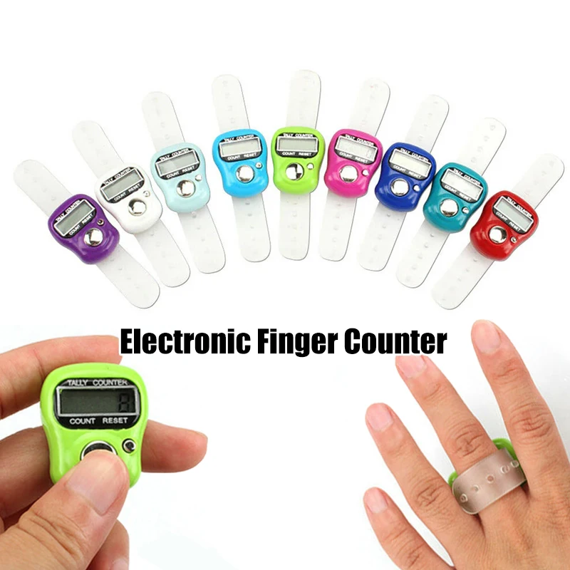 عداد الإصبع مع بوصلة تسبيح إسلامية 5 حلقة عداد رقمي LED إلكترونية محمولة باليد #5