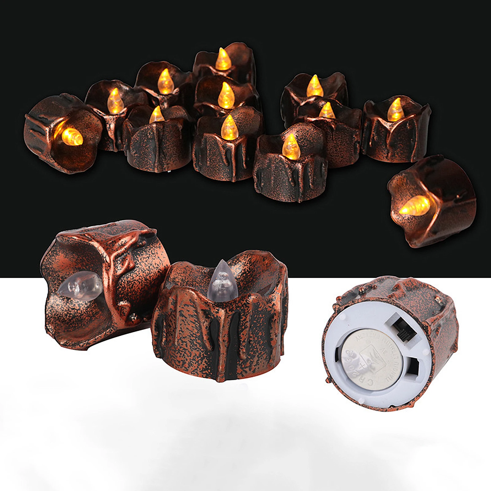 

12pcs Flameless Tealight Candles LED Votive Tea Lights Meditation Halloween Home Table Decor Flameless Candle