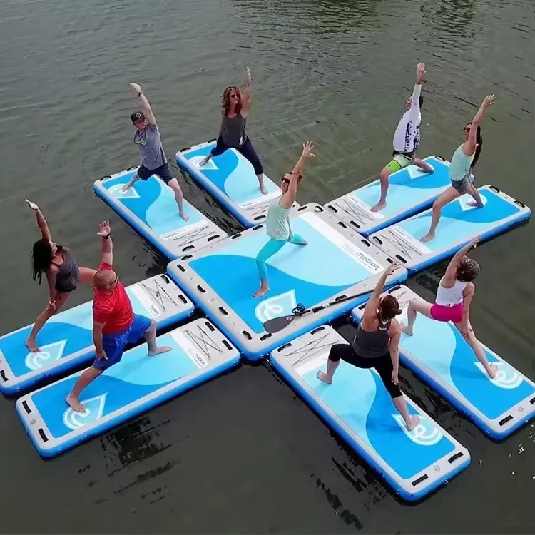 

Water Modular Floating Pontoon Fitness Platform Sup Yoga Deck Round Yoga Sup Board Trainer Platform Island Marine Dock