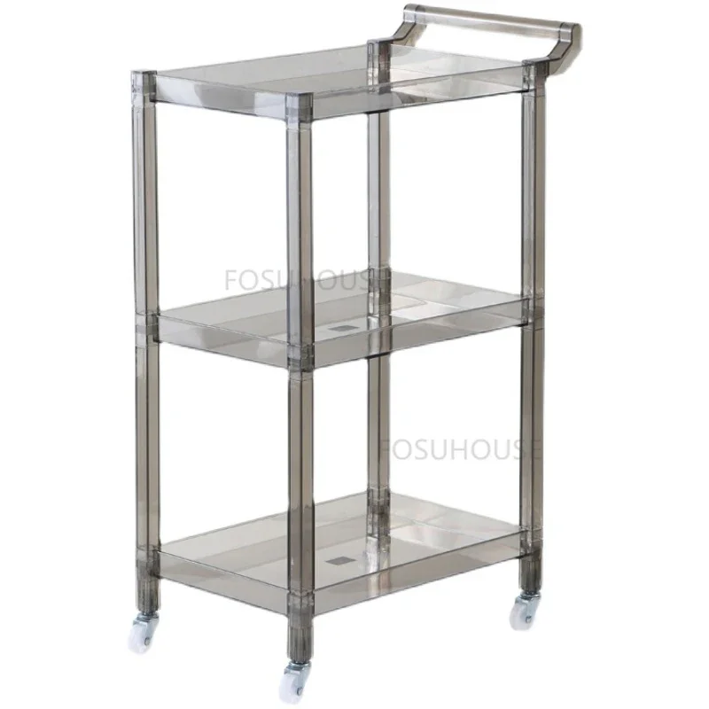 Modern Acrylic Kitchen Trolleys for Home Furniture Mobile Cart Personality Light Luxury Multilayer Floor-standing Storage Carts