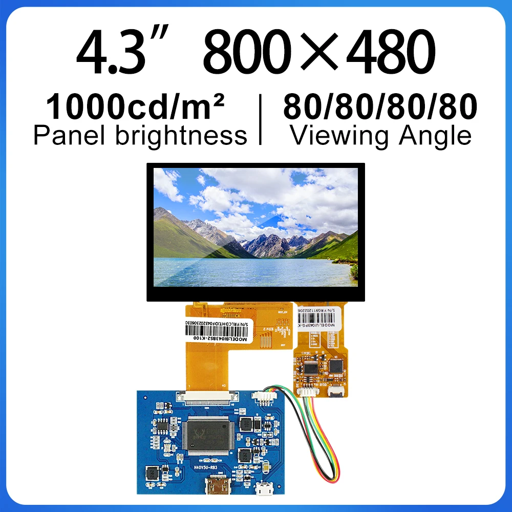 4.3 Inch Capacitive Touch Panel 800*480 LCD Display RGB 500 Nits TFT HD lcd module For signal monitor