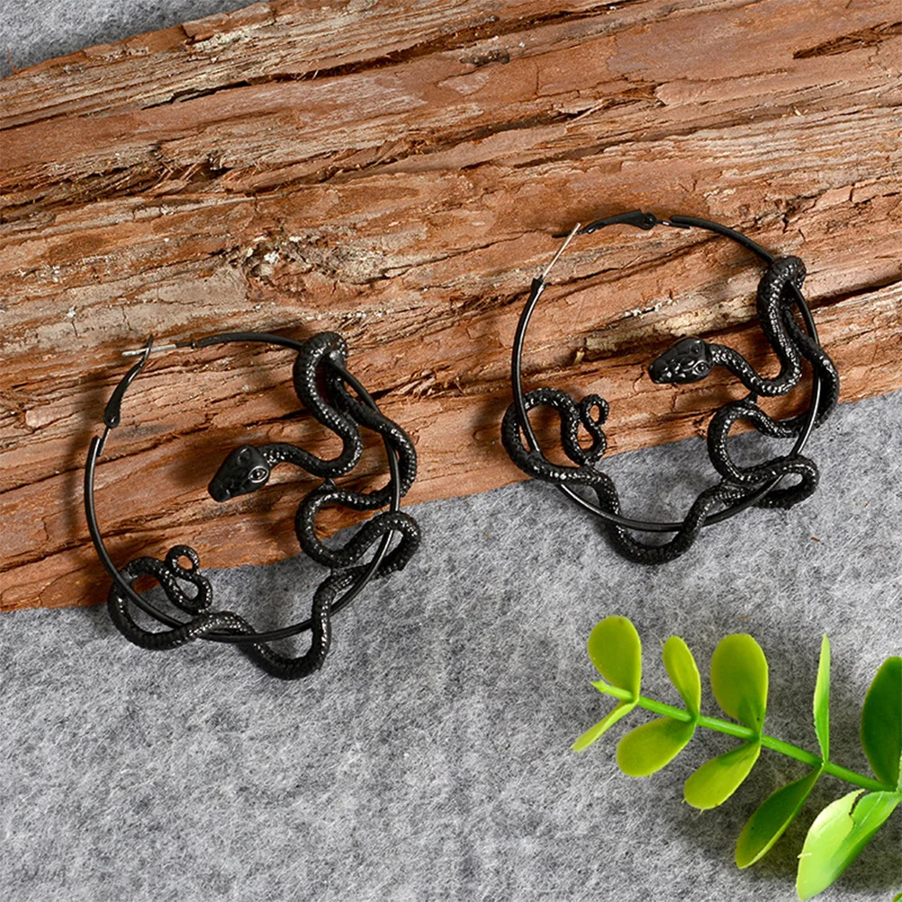 Detailed Earrings Endurable Snake Dragon Stud Drops Cool and Edgy Black Creative Earbob Chill